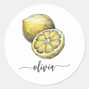 Pegatina Redonda Moderna y moderna acuarela amarilla