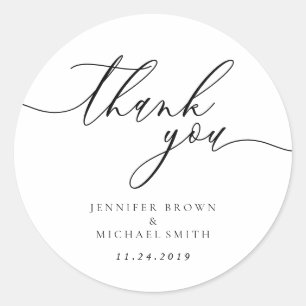 Pegatina Redonda Modernista minimalista limpio y simple gracias