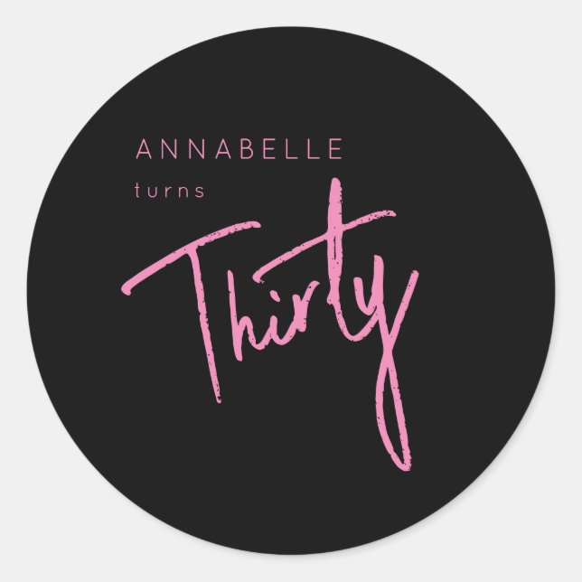 Pegatina Redonda Moderno 30.ª fiesta de 30 años (Anverso)