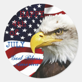 Pegatina Redonda Moderno 4 de julio EEUU Bandera Eagle Americana