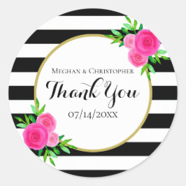 Pegatina Redonda Moderno acuarela Bandas Florales Boda Gracias