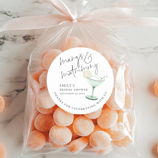 Pegatina Redonda Moderno agradecimiento de boda Margs Matrimony Des (Subido por el creador)