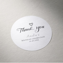 Pegatina Redonda Moderno agradecimiento minimalista en escritura ne