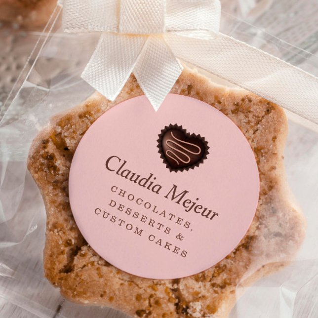 Pegatina Redonda Moderno Baker De Chocolate Simple Pink (Subido por el creador)