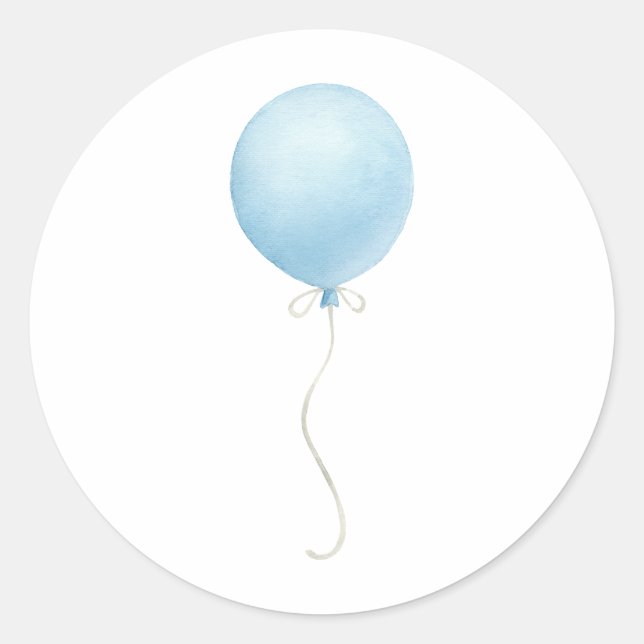 Pegatina Redonda Moderno Blue Balloon Boy Baby Shower (Anverso)