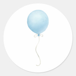 Pegatina Redonda Moderno Blue Balloon Boy Baby Shower