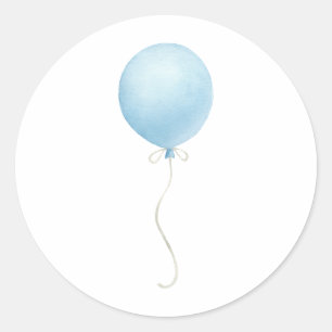 Pegatina Redonda Moderno Blue Balloon Boy Baby Shower