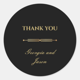 Pegatina Redonda Moderno boda de lujo de estilo Art Deco