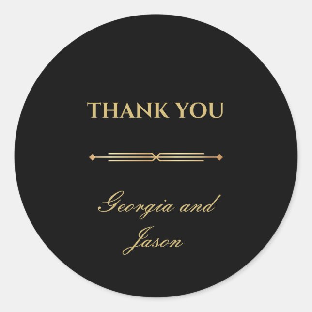 Pegatina Redonda Moderno boda de lujo de estilo Art Deco