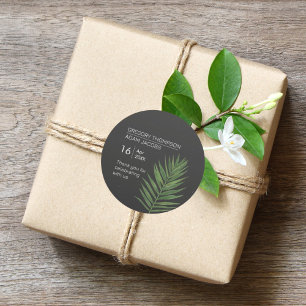 Pegatina Redonda Moderno Boda de Starry Sky & Beach Palm Minimalist