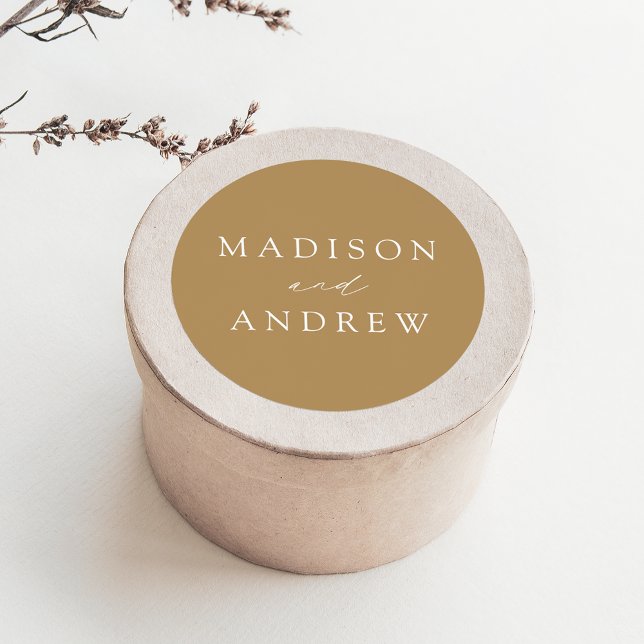 Pegatina Redonda Moderno Boda elegante y personalizado de oro (Subido por el creador)