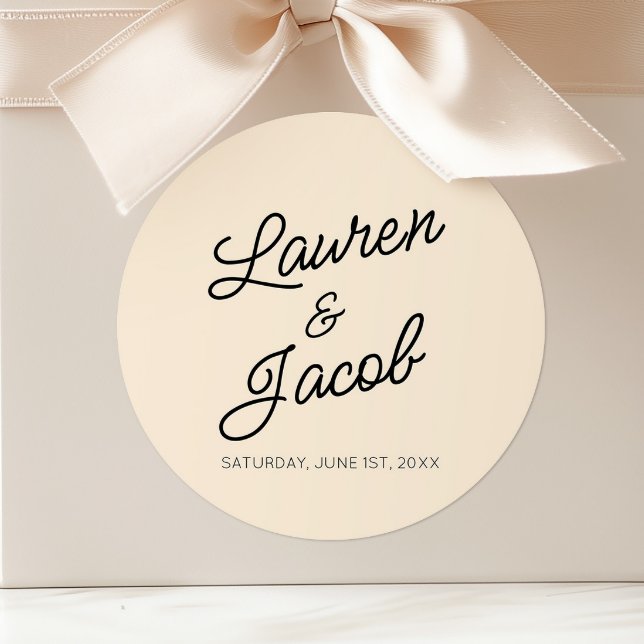 Pegatina Redonda Moderno Boda minimalista Minimalista de champán (Subido por el creador)