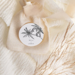Pegatina Redonda Moderno Boda Minimalista Tropical Elegante