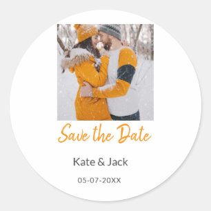 Pegatina Redonda moderno boho guardar fecha añadir QR nombre fecha 