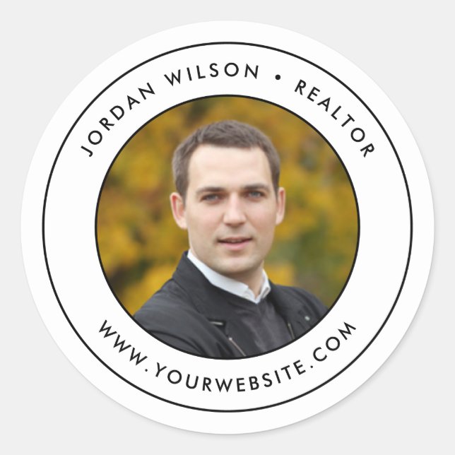 Pegatina Redonda Moderno borde doble añadir tu foto (Anverso)