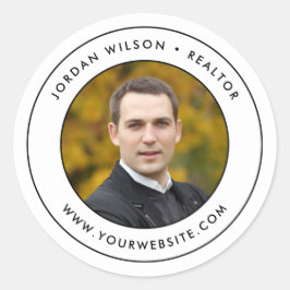 Pegatina Redonda Moderno borde doble añadir tu foto