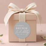 Pegatina Redonda Moderno Brunch rosa gris y ducha de novia burbujea<br><div class="desc">pegatinas de ducha de personalizado con un diseño moderno y elegante en tonos rosas y grises.</div>
