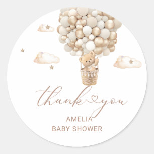 Pegatina Redonda Moderno color de agua de osito de peluche Baby Sho