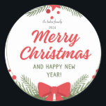 Pegatina Redonda Moderno Colorful Merry Christmas Classic Round<br><div class="desc">navidad,  navidad,  modernidad,  colorido,  tipografía,  simple,  audaz,  corazón,  mínimo,  navidad regalos,  regalo de regalo</div>
