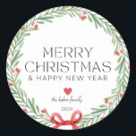Pegatina Redonda Moderno Colorful Merry Christmas Classic Round<br><div class="desc">navidad,  navidad,  modernidad,  colorido,  tipografía,  simple,  audaz,  corazón,  mínimo,  navidad regalos,  regalo de regalo</div>