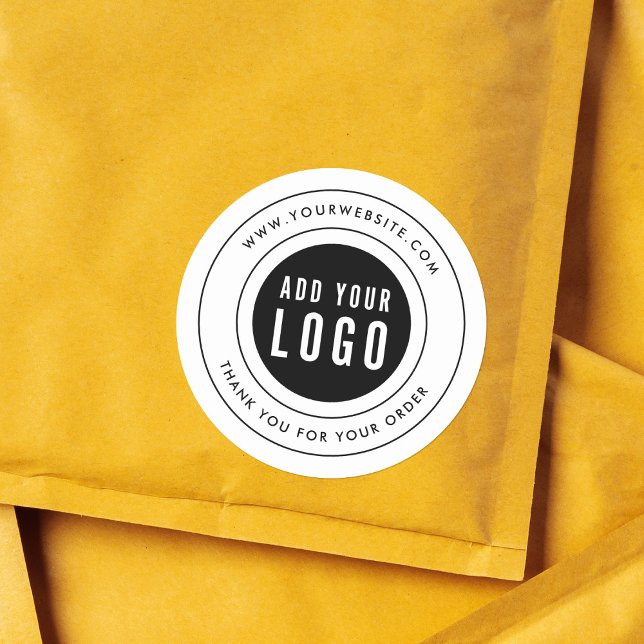 Pegatina Redonda Moderno Doble borde Añadir su logotipo Gracias (Subido por el creador)