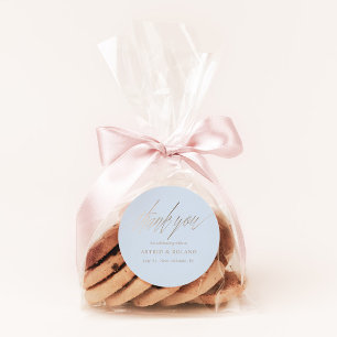 Pegatina Redonda Moderno Dusty Blue & Faux Gold Wedding Favor