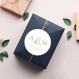 Pegatina Redonda Moderno, elegante, eucalipto ampersand