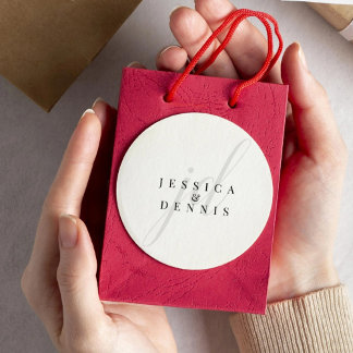 Pegatina Redonda Moderno Elegante Logotipo de Letra Inicial de Boda