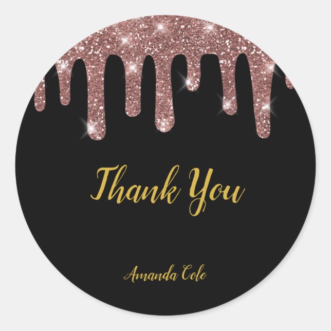 Pegatina Redonda Moderno Elegante Rosa Dorado Personalizado (Anverso)