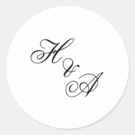 Pegatina Redonda Moderno Elegante Script de Caligrafía Monograma Bo