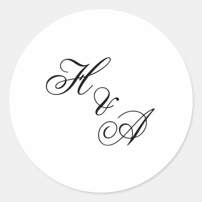 Pegatina Redonda Moderno Elegante Script de Caligrafía Monograma Bo (Anverso)