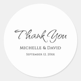 Pegatina Redonda Moderno Elegante Simple Escritura Agradecimiento d