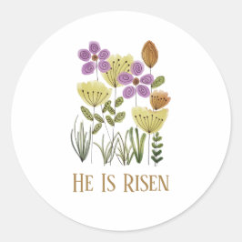 Pegatina Redonda Moderno, es floral de Pascua en ascenso