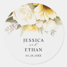 Pegatina Redonda moderno Eucalyptus salvaje Floral Boda Botánico