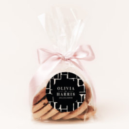 Pegatina Redonda Moderno gráfico minimalista negro y blanco favor d