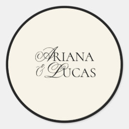 Pegatina Redonda Moderno guión Minimalista Boda blanco y negro