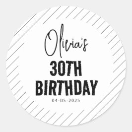 Pegatina Redonda Moderno guión negro 30 cumpleaños Moda y Minimalis