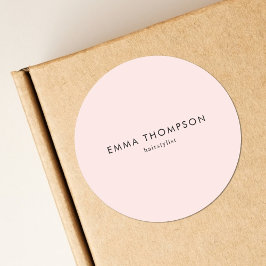 Pegatina Redonda Moderno Hairstylista Rosa Rubor Minimal