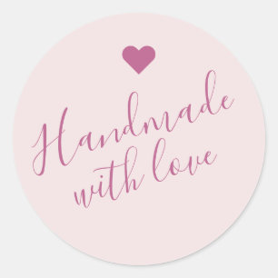 Pegatina Redonda Moderno hecho a mano con escritura de amor corazón