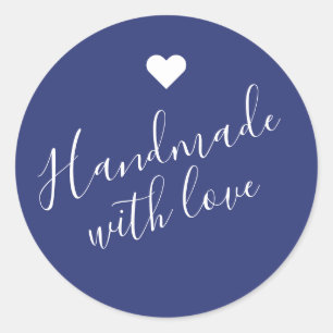 Pegatina Redonda Moderno hecho a mano con escritura de amor corazón