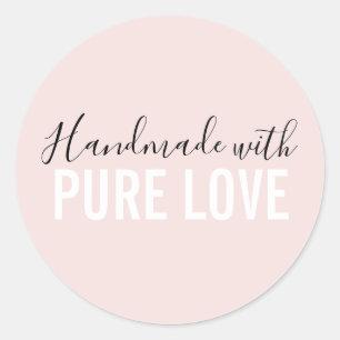 Pegatina Redonda Moderno hecho a mano con puro amor 