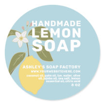 Moderno jabón limón hecho a mano Azul botánico