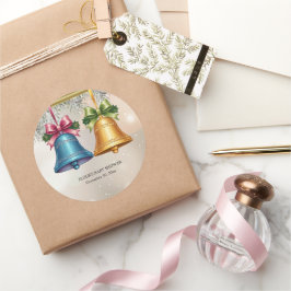 Pegatina Redonda Moderno Jingle Bells Navidad Ornamento Baby Shower