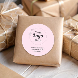 Pegatina Redonda Moderno logotipo Rubor Pink Business