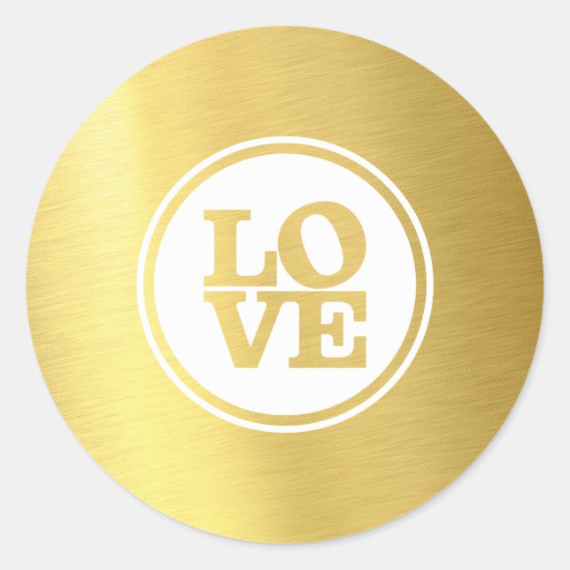 Pegatina Redonda MODERNO LOVE SEAL Relieve metalizado de oro de dis (Anverso)