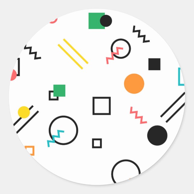Pegatina Redonda Moderno, lúdico, fresco, moderno, geométrico Memph (Anverso)