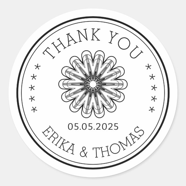 Pegatina Redonda Moderno minimalista Gracias Mason Jar Flower (Anverso)