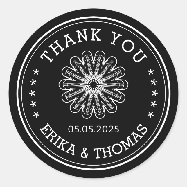 Pegatina Redonda Moderno minimalista Gracias Mason Jar Flower (Anverso)