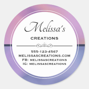 Pegatina Redonda Moderno Negocio De Swirling Púrpura Y Rosa