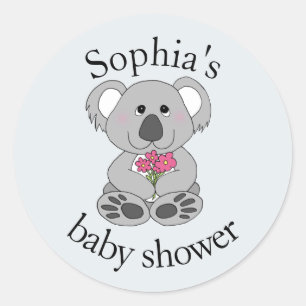 Pegatina Redonda Moderno nombre Personalizado del oso Koala